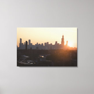 USA, Illinois, Chicago skyline at sunrise Canvas Print