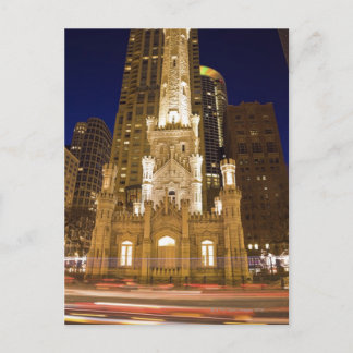 USA, Illinois, Chicago, Water Tower illuminated Postcard