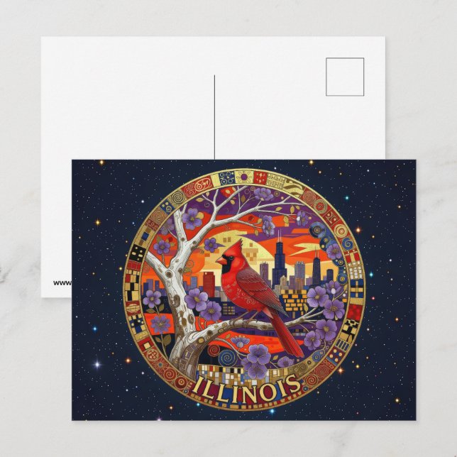 USA Illinois state symbols Postcard (Front/Back)