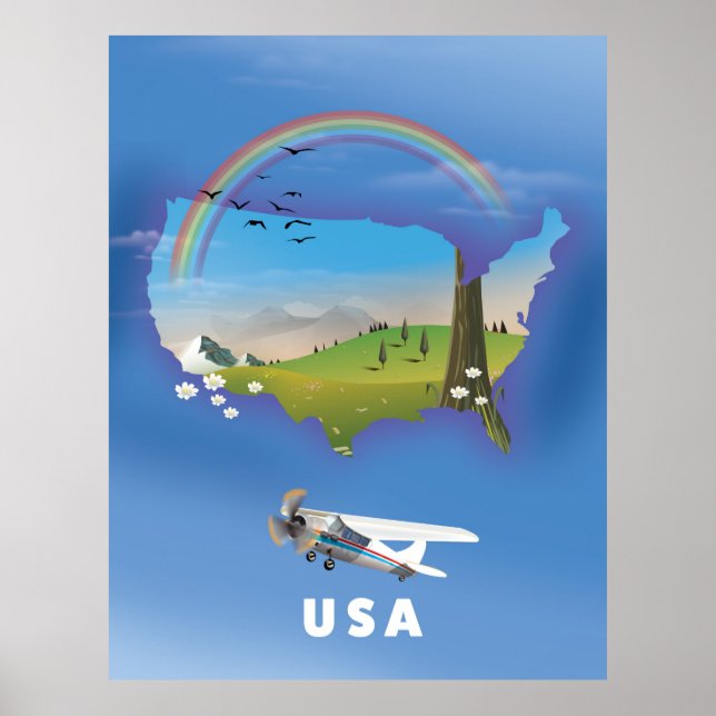 USA Illustrated travel poster (Front)