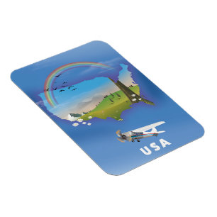 USA Illustrated travel poster Magnet
