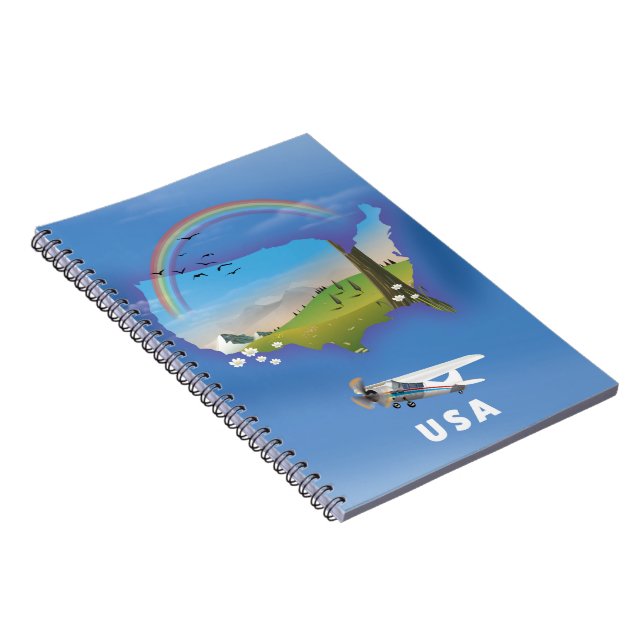 USA Illustrated travel poster Notebook (Right Side)