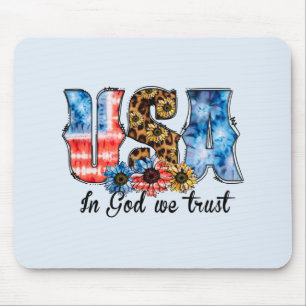 USA In God We Trust   Christian   Sunflower Mouse Pad