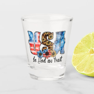 USA In God We Trust   Christian   Sunflower Shot Glass