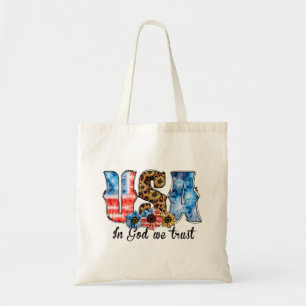 USA In God We Trust   Christian   Sunflower Tote Bag