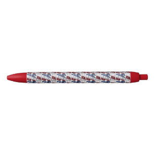 USA in Red White and Blue American Patriotic Flag Black Ink Pen
