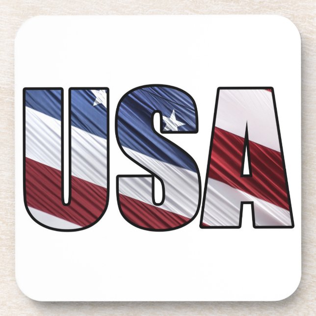 USA in Red White and Blue American Patriotic Flag Coaster (Front)