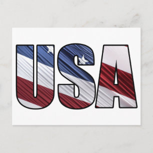 USA in Red White and Blue American Patriotic Flag Postcard
