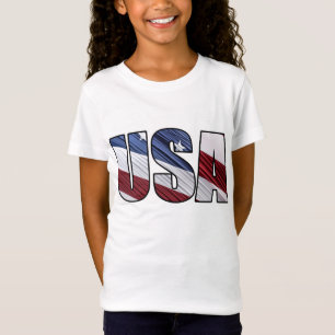 USA in Red White and Blue American Patriotic Flag T-Shirt