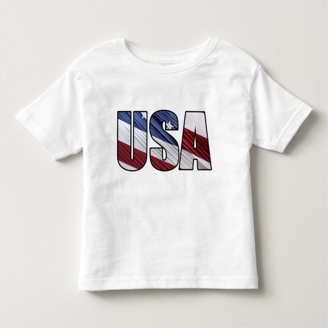 USA in Red White and Blue American Patriotic Flag Toddler T-Shirt (Front)