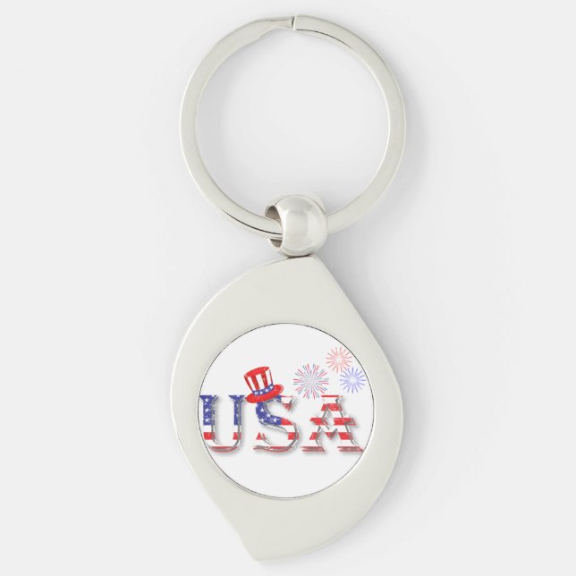 USA in Stars and Stripes Key Ring (Front)
