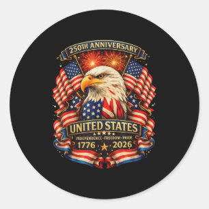 Usa independence 250th anniversary 1776 2026 classic round sticker