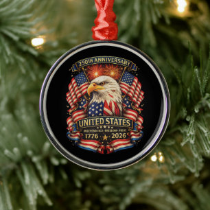 USA Independence 250th Anniversary 1776 2026 Metal Tree Decoration
