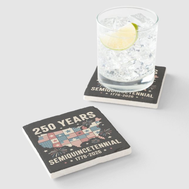 usa independence 250th anniversary stone coaster (Side)
