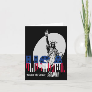 Usa Independence Day 4th July Statue Of Liberty Wo Card