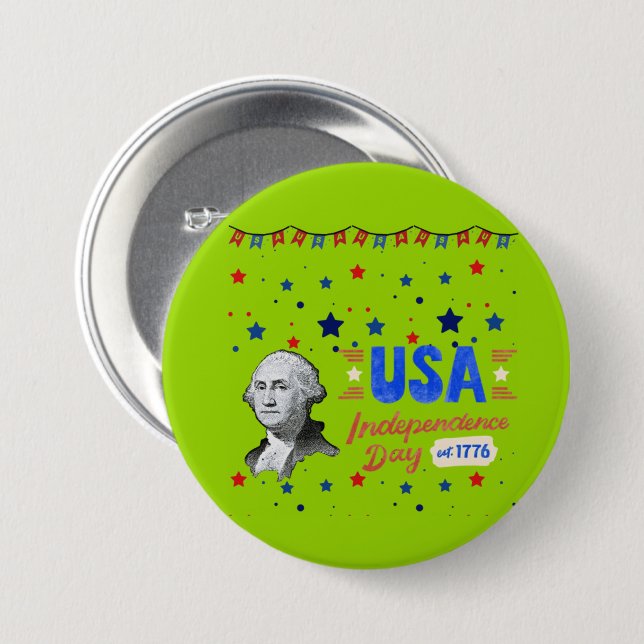 USA Independence Day 7.5 Cm Round Badge (Front & Back)