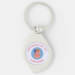 USA Independence Day Angel Flag Personalised Key Ring