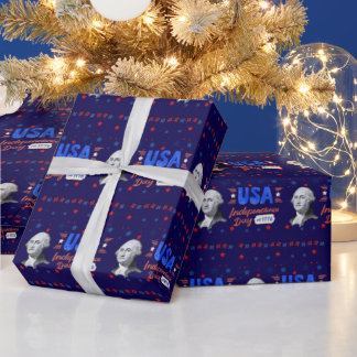 USA Independence Day deep blue Wrapping Paper