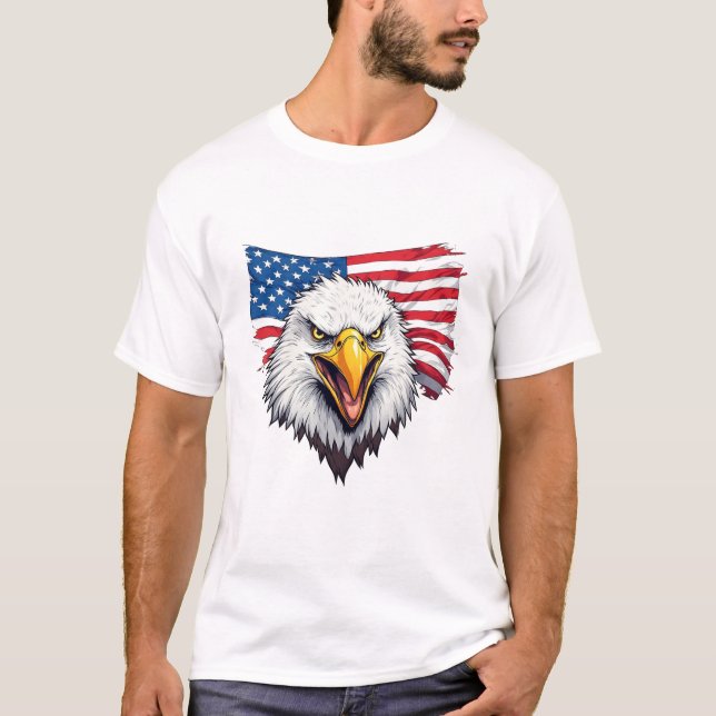 USA Independence Day Eagle Design T-Shirt (Front)
