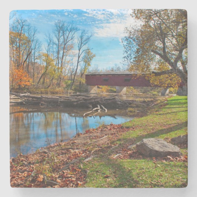 USA, Indiana, Cataract Falls State Recreation Stone Coaster (Front)