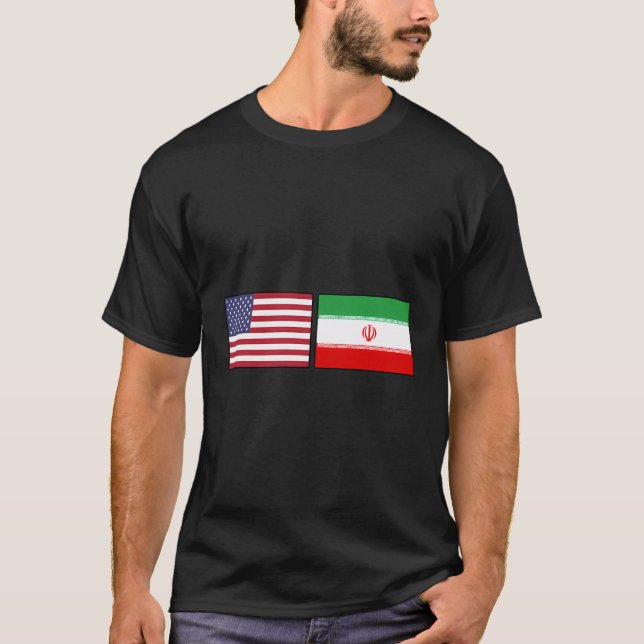 Usa Iran Flag Iranian American Flags T-Shirt (Front)