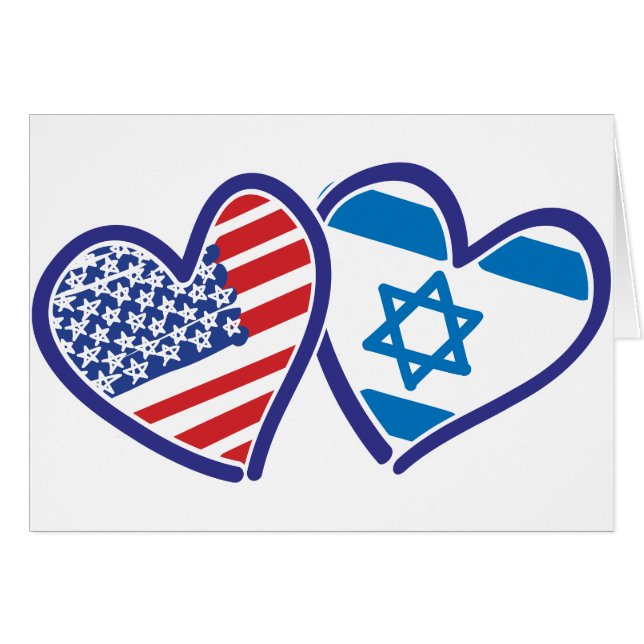 USA Israel Heart Flags (Front Horizontal)