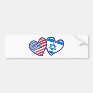 USA Israel Heart Flags Bumper Sticker
