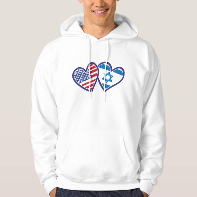 USA Israel Hearts Hoodie (Front)