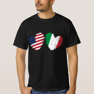 USA Italy Flag Heart Italian American T-Shirt