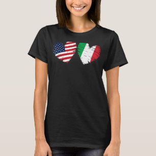 USA Italy Flag Heart Valentines Day Italian Americ T-Shirt