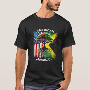 Usa Jamaica Flag Jamaican Roots American Born Amer T-Shirt