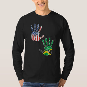 USA Jamaica Handprint Flag Proud Heritage Jamaican T-Shirt