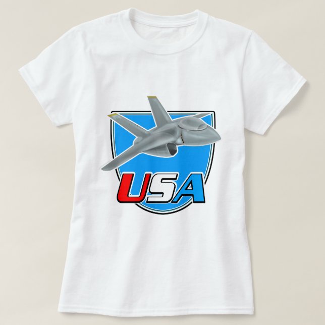 USA jet plane logo T-Shirt (Design Front)