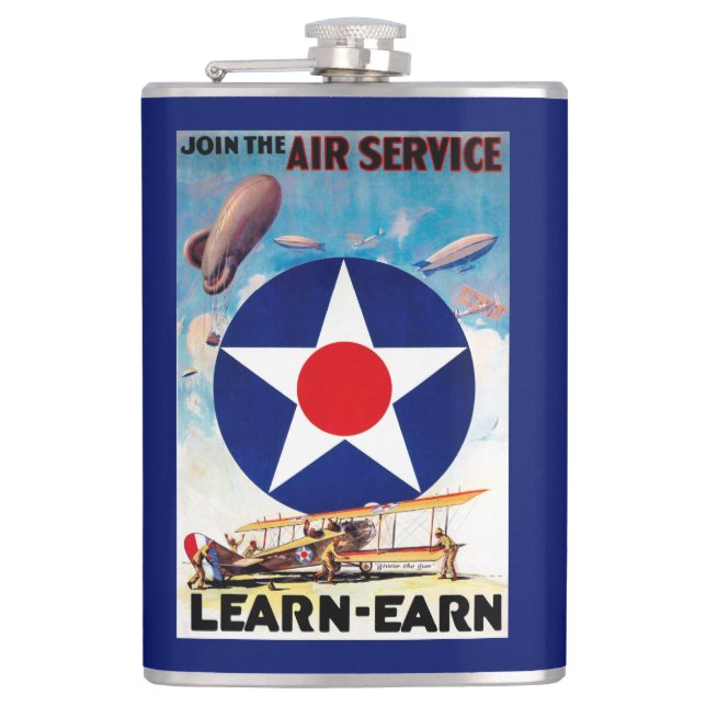 USA - Join the Air Service Learn-Earn Hip Flask (Front)