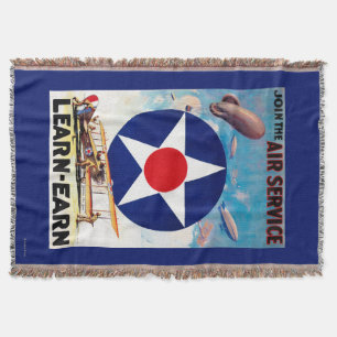 USA - Join the Air Service Learn-Earn Throw Blanket