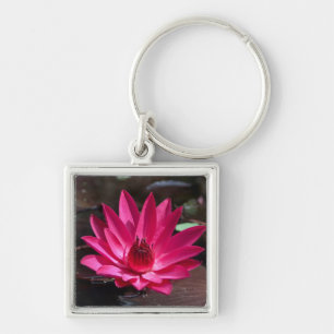 USA, Kansas, Bright Red Water Lilly Key Ring