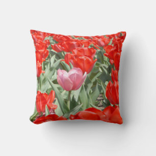 USA, Kansas, Red Tulips With One Pink Tulip Cushion