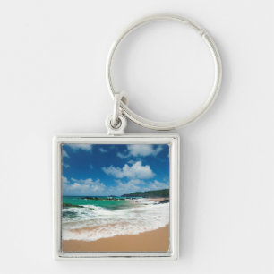 USA, Kauai, Hawaii. A Woman Strolls The Rocks Key Ring