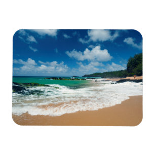 USA, Kauai, Hawaii. A Woman Strolls The Rocks Magnet