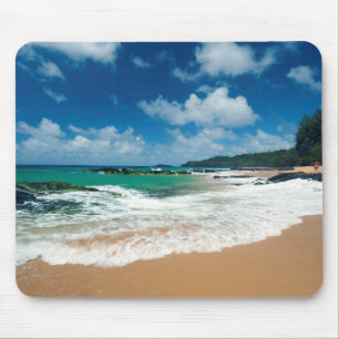 USA, Kauai, Hawaii. A Woman Strolls The Rocks Mouse Pad