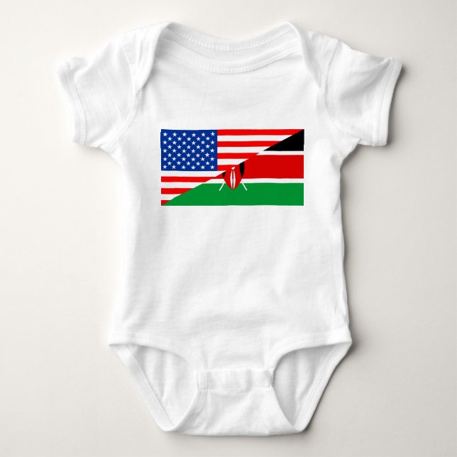 usa Kenya country half flag america symbol Baby Bodysuit (Front)