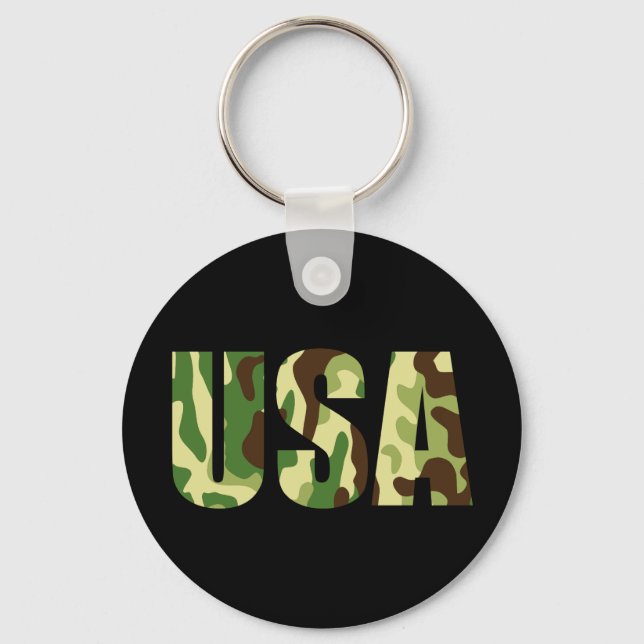 USA khaki camouflage sign Key Ring (Front)