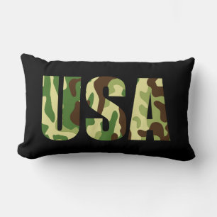 USA khaki camouflage sign Lumbar Cushion