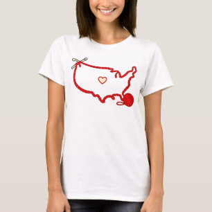 USA Knitting Heart Map – American Yarn Lover T-Shirt