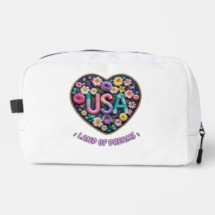 USA Land of Dreams Floral Embroidery Art Dopp Kit