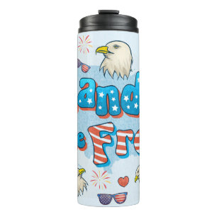 USA Land of the Free 4th Of July Independence Day Thermal Tumbler