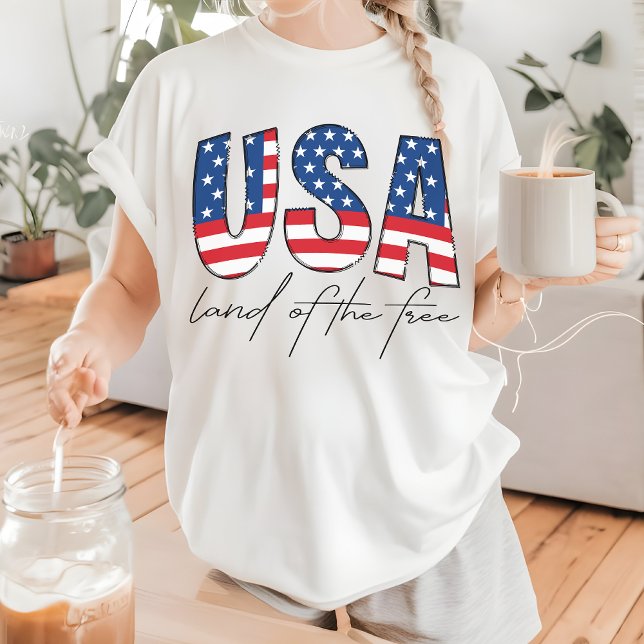 USA Land of the Free Shirt, Patriotic 4th of July T-Shirt (patriotic shirt, July 4th shirt, America t-shirt, 4th of July gift, fathers day shirt, birthday gift)