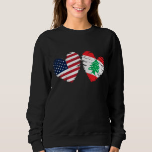 Usa Lebanon Flag Heart Valentines Day Lebanese Ame Sweatshirt