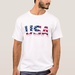 USA Lettering on American Flag Stars and Stripes T-Shirt