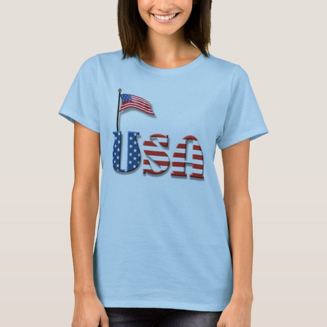 USA Letters and American Flag T-Shirt (Front)